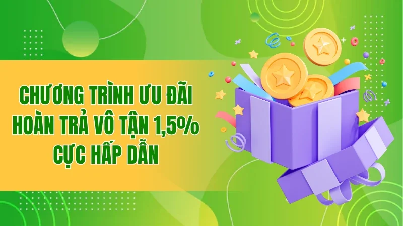 Chương trình ưu đãi hoàn trả vô tận 1,5% cực hấp dẫn